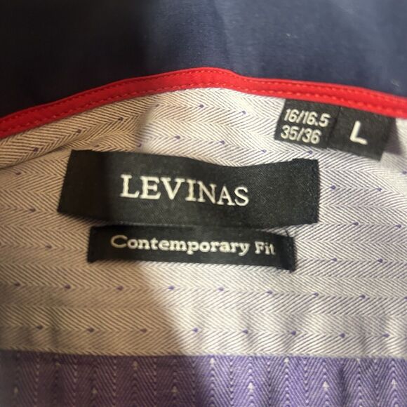 Levinas 16/16.5 35/36 Men’s Dress Shirt Button Up Long Sleeve Office Lgt Purple - Picture 5 of 11